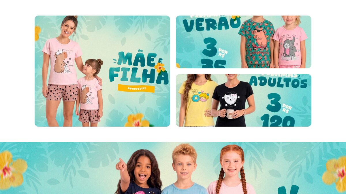 Banners promocionais em uma loja Vendly